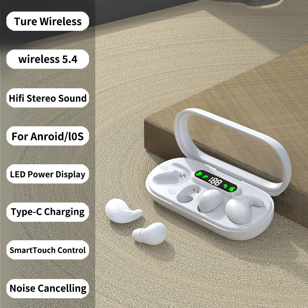 Pro Gaming Earbuds with ANC Ultra Long Battery Life Noise Cancelling for Sleep